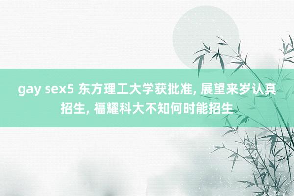 gay sex5 东方理工大学获批准， 展望来岁认真招生， 福耀科大不知何时能招生